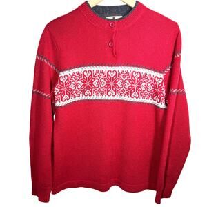 WOOLRICH Wool Alpaca Sweater Size M Fair Isle Knit Ski Cabin Winter Holiday Snow